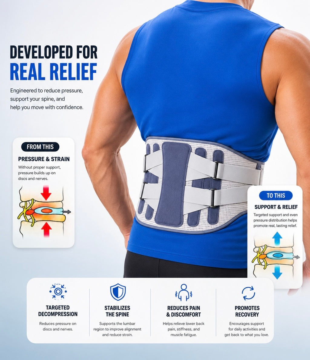 Orthovibe™ Back Brace Support Belt for Lower Back Pain Relief